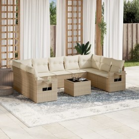 Gartensofa-Set mit 10-teiligen beigen Kissen aus synthetischem Rattan. von , Gartensets - Ref: Foro24-3252945, Preis: 772,60 ...