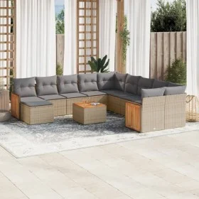 Set de sofás de jardín 12 pzas y cojines ratán sintético marrón by , Garden sets - Ref: Foro24-3228257, Price: 726,11 €, Disc...