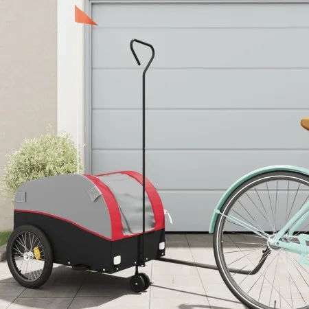 Black and red iron bicycle trailer 30 kg by , Bicycle trailers - Ref: Foro24-94139, Price: 86,76 €, Discount: %