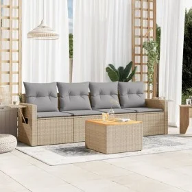 Garden sofa set with beige cushions mix 5 pieces PE rattan by , Garden sets - Ref: Foro24-3256773, Price: 324,13 €, Discount: %