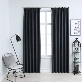 Cortinas opacas con ganchos 2 unidades gris antracita 140x175cm