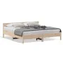 Bed frame with solid pine wood headboard 200x200cm by , Beds and slatted bases - Ref: Foro24-3216209, Price: 182,27 €, Discou...