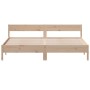 Bed frame with solid pine wood headboard 200x200cm by , Beds and slatted bases - Ref: Foro24-3216209, Price: 184,49 €, Discou...