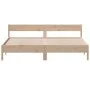 Bed frame with solid pine wood headboard 200x200cm by , Beds and slatted bases - Ref: Foro24-3216209, Price: 182,27 €, Discou...