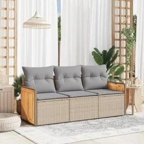 Garden sofa set with beige cushions 3 pieces PE rattan by , Garden sets - Ref: Foro24-3259840, Price: 228,21 €, Discount: %