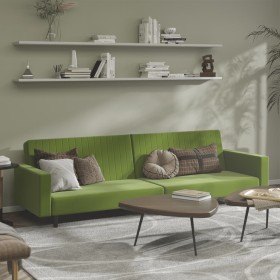 Sofá cama de 2 plazas terciopelo verde claro de , Sofás - Ref: Foro24-375940, Precio: 265,04 €, Descuento: %