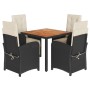 5-teiliges Gartenmöbel-Set mit schwarzen synthetischen Rattankissen von , Gartensets - Ref: Foro24-3212469, Preis: 681,86 €, ...
