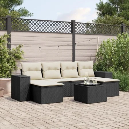 7-piece garden dining set and black synthetic rattan cushions by , Garden sets - Ref: Foro24-3222925, Price: 403,56 €, Discou...
