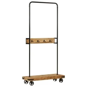 Perchero con ruedas madera maciza mango y hierro 90x35x190 cm by , Hat and coat racks - Ref: Foro24-358580, Price: 115,36 €, ...