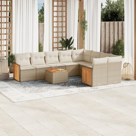 Juego de sofás jardín con cojines beige 10 pzas ratán sintético by , Garden sets - Ref: Foro24-3227990, Price: 611,35 €, Disc...