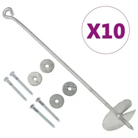 Bodenanker 10 Stück verzinktes Metall 10x60 cm von vidaXL, Spikes zur Verankerung im Boden - Ref: Foro24-145503, Preis: 54,30...