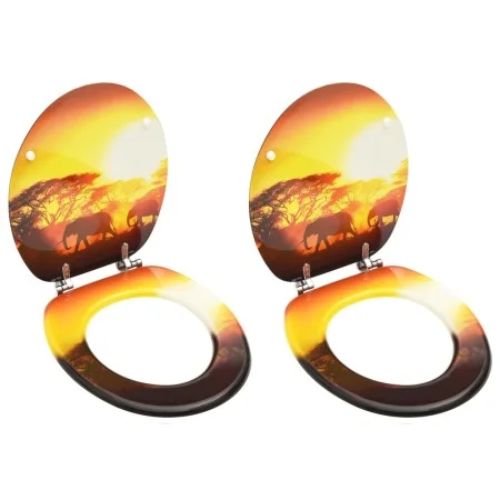 Toilet seats with lid 2 pcs MDF savanna design by , Toilet and bidet seats - Ref: Foro24-3056418, Price: 77,49 €, Discount: %