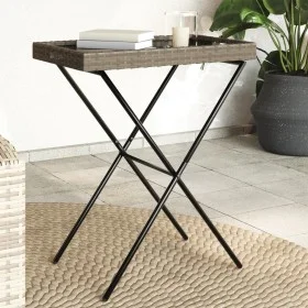 Gray synthetic rattan folding tray table 65x40x75 cm by , Garden tables - Ref: Foro24-365129, Price: 47,15 €, Discount: %