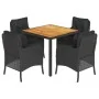 5-teiliges Gartenmöbel-Set mit schwarzen synthetischen Rattankissen von , Gartensets - Ref: Foro24-3211867, Preis: 538,30 €, ...