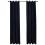 Cortinas opacas con anillas 2 pzas terciopelo negro 140x175 cm de vidaXL, Cortinas y visillos - Ref: Foro24-134488, Precio: 3...