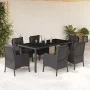 Set de comedor de jardín 7 pzas y cojines ratán sintético negro de , Conjuntos de jardín - Ref: Foro24-3211852, Precio: 785,0...