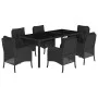 7-piece garden dining set and black synthetic rattan cushions by , Garden sets - Ref: Foro24-3211852, Price: 784,69 €, Discou...