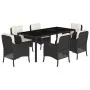 7-piece garden dining set and black synthetic rattan cushions by , Garden sets - Ref: Foro24-3211846, Price: 756,43 €, Discou...