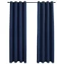 Cortinas opacas con anillas de metal 2 uds azul 140x175 cm de vidaXL, Cortinas y visillos - Ref: Foro24-134450, Precio: 35,94...