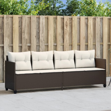Lounger with brown synthetic rattan cushions by , Loungers - Ref: Foro24-368327, Price: 215,94 €, Discount: %