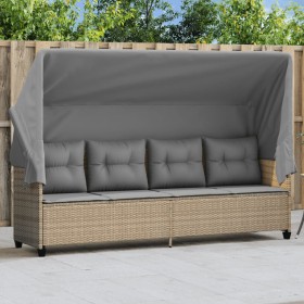 Tumbona con capota y cojines ratán sintético beige de , Tumbonas - Ref: Foro24-368338, Precio: 242,36 €, Descuento: %