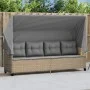 Sonnenliege mit Verdeck und beigen synthetischen Rattankissen von , Liegen - Ref: Foro24-368338, Preis: 254,96 €, Rabatt: %