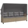Sun lounger with hood and beige synthetic rattan cushions by , Loungers - Ref: Foro24-368338, Price: 241,40 €, Discount: %