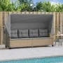Sun lounger with hood and beige synthetic rattan cushions by , Loungers - Ref: Foro24-368338, Price: 241,40 €, Discount: %