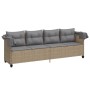 Sun lounger with hood and beige synthetic rattan cushions by , Loungers - Ref: Foro24-368338, Price: 215,43 €, Discount: %