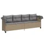 Sun lounger with hood and beige synthetic rattan cushions by , Loungers - Ref: Foro24-368338, Price: 241,40 €, Discount: %