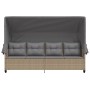 Sun lounger with hood and beige synthetic rattan cushions by , Loungers - Ref: Foro24-368338, Price: 215,43 €, Discount: %