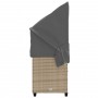 Sun lounger with hood and beige synthetic rattan cushions by , Loungers - Ref: Foro24-368338, Price: 215,43 €, Discount: %