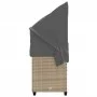 Sun lounger with hood and beige synthetic rattan cushions by , Loungers - Ref: Foro24-368338, Price: 241,40 €, Discount: %