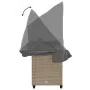 Sun lounger with hood and beige synthetic rattan cushions by , Loungers - Ref: Foro24-368338, Price: 241,40 €, Discount: %