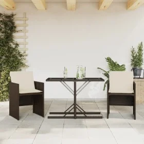 Garden chairs and table with cushions 3 pieces brown PE rattan by , Garden sets - Ref: Foro24-365065, Price: 165,64 €, Discou...