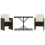 Garden chairs and table with cushions 3 pieces brown PE rattan by , Garden sets - Ref: Foro24-365065, Price: 165,83 €, Discou...