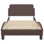 Bed frame with headboard brown synthetic leather 90x200cm by , Beds and slatted bases - Ref: Foro24-373120, Price: 111,72 €, ...