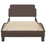 Bed frame with headboard brown synthetic leather 90x200cm by , Beds and slatted bases - Ref: Foro24-373120, Price: 134,76 €, ...