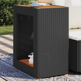 Garden side table with black PE rattan wood top 60x40x75 cm by , Garden tables - Ref: Foro24-366303, Price: 66,76 €, Discount: %