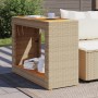 Mesa auxiliar jardín tapa madera ratán PE beige 100x40x75 cm de , Mesas de jardín - Ref: Foro24-366308, Precio: 99,40 €, Desc...