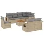 9-piece garden sofa set with beige synthetic rattan cushions by , Modular outdoor sofas - Ref: Foro24-3224659, Price: 590,17 ...