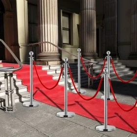 Portable VIP queue barrier, 3 pieces, silver stainless steel. by vidaXL, Warning and protection signs - Ref: Foro24-145731, P...