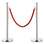 Portable VIP queue barrier, 3 pieces, silver stainless steel. by vidaXL, Warning and protection signs - Ref: Foro24-145731, P...