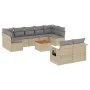 Garden sofa set with beige cushions 10 pieces synthetic rattan by , Modular outdoor sofas - Ref: Foro24-3224715, Price: 596,1...