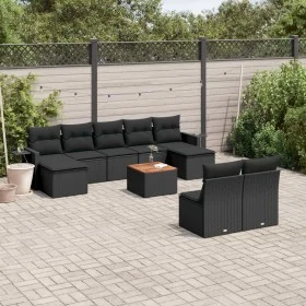 Garden sofa set 10 pieces with black synthetic rattan cushions by , Modular outdoor sofas - Ref: Foro24-3224760, Price: 570,0...