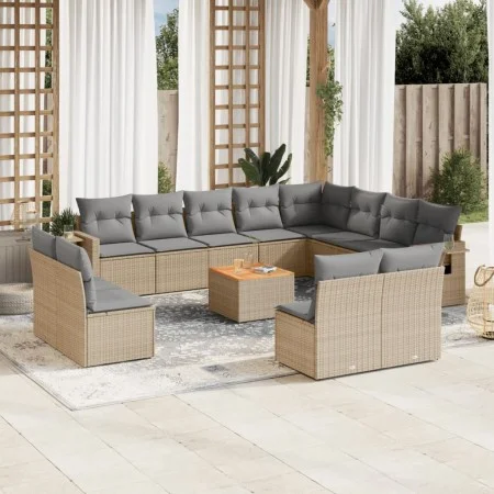 Garden sofa set with cushions 13 pieces beige synthetic rattan by , Modular outdoor sofas - Ref: Foro24-3224813, Price: 820,5...