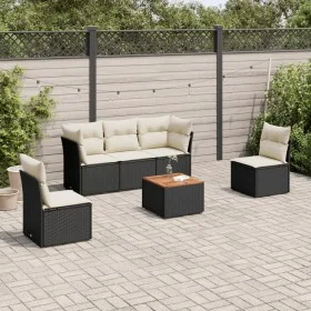 6-teiliges Gartensofa-Set und schwarze synthetische Rattankissen von , Gartensets - Ref: Foro24-3255874, Preis: 332,08 €, Rab...
