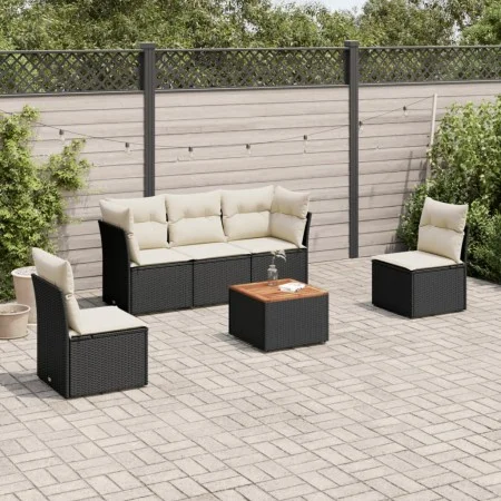 6-piece garden sofa set and black synthetic rattan cushions by , Garden sets - Ref: Foro24-3255874, Price: 332,08 €, Discount: %