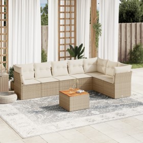 Gartensofa-Set mit beigen Kissen 8 Stück PE-Rattan von , Gartensets - Ref: Foro24-3256009, Preis: 553,15 €, Rabatt: %
