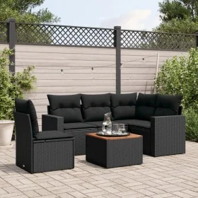 6-teiliges Gartensofa-Set und schwarze synthetische Rattankissen von , Gartensets - Ref: Foro24-3256454, Preis: 403,96 €, Rab...